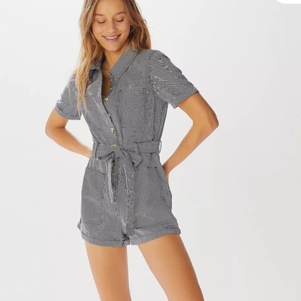 Urban‎ Outfitters Carmen Striped Button Front Playsuit Small